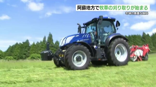 “新緑の季節” 阿蘇で牧草の刈り取り始まる 冬場の貴重な飼料に 熊本|TBS NEWS DIG