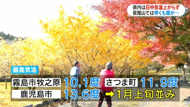 山は雪、足湯で紅葉、南の島ではまだ半袖…　あす4日はさらに冷え込み　鹿児島県|TBS NEWS DIG