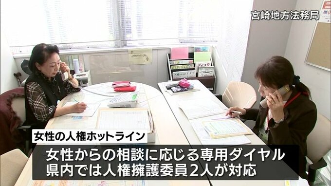 DVや職場でのハラスメントなどの相談を電話で受け付け　「女性の人権ホットライン」強化週間始まる　|　MRTニュース ｜ ＭＲＴ宮崎放送