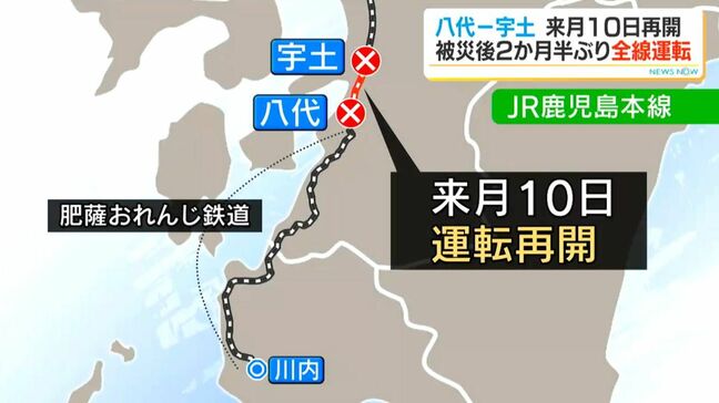 熊本地震で被害のJR鹿児島本線　八代～宇土は来月10日に運転再開見込み　再開すれば2か月半ぶり全線復旧|TBS NEWS DIG