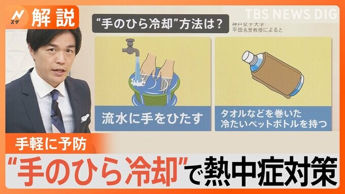 「手のひら冷却」で手軽に熱中症予防！体温調節を担う血管を冷やすのが効果的　今できる熱中症対策は？【Nスタ解説】|TBS NEWS DIG
