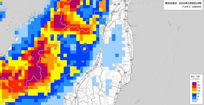 24時間で会津平地50センチ、中通り平地20センチの降雪予想も…10日（金）にかけ大雪注意・警戒　福島【8日午前10時現在】　|　福島のニュース│TUF