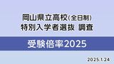 【速報・全校掲載】岡山県公立高校「2025年(令和7年)度・特別選抜」倍率発表 岡山一宮2.80倍 岡山城東(国際教養)2.10倍 岡山工(デザイン)2.41倍 倉敷天城1.45倍 津山1.47倍【2025年1月24日最新】|TBS NEWS DIG