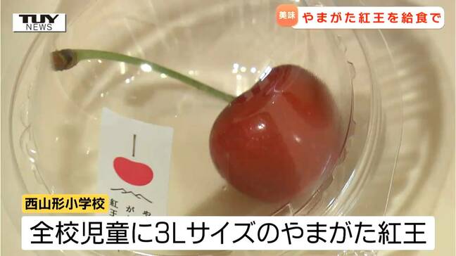 「100個ぐらい食べたい」究極の大粒さくらんぼ "やまがた紅王" が給食に（山形）|TBS NEWS DIG