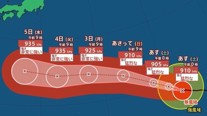 【台風情報】猛烈な台風13号（ドルフィン）最大瞬間風速85ｍ…4日小笠原近海、日本の南側に接近か《31日午後0時45分発表の進路予想と全国週間予報》|TBS NEWS DIG