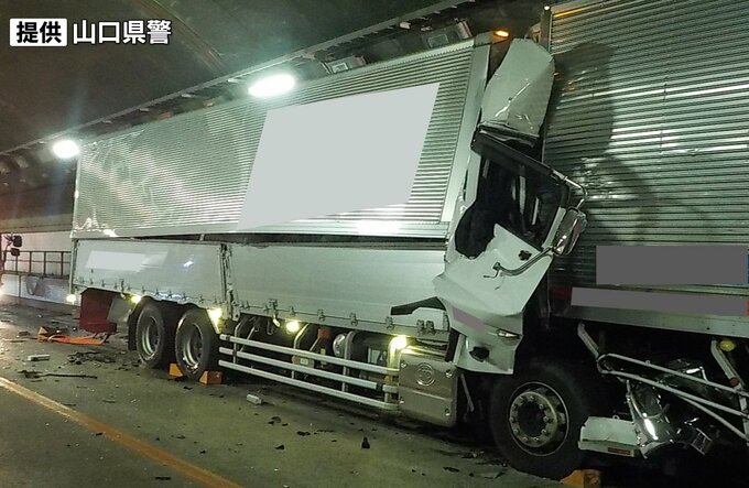 タイヤのバーストで停車中の大型トラックに衝突か、山陽道でトラック２台衝突・１人死亡１人重傷　山口県|TBS NEWS DIG