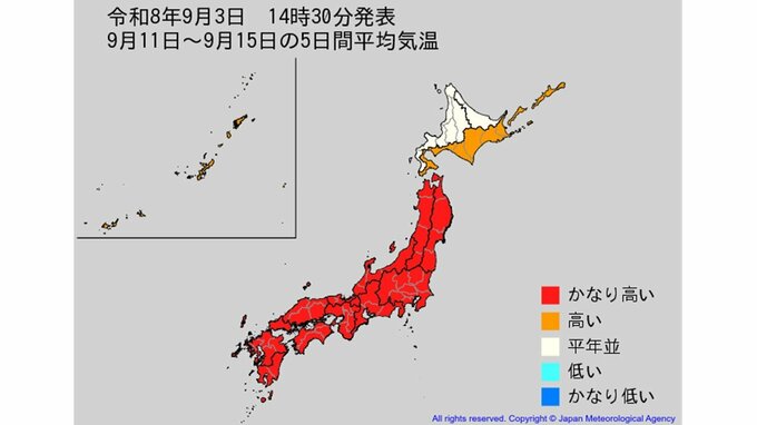 【2週間気温予報】今後の気温はどうなる？ 東北地方と東・西日本の気温は向こう4日間程度は平年並か低く、かなり低い所も...8日頃からは高く、かなり高くなる見込み　熱中症などに注意　今後の全国の天気を画像で　気象庁　|　山形のニュース│TUYテレビユー山形