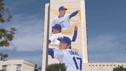 ダイヤモンドの侍たち」大谷翔平・山本由伸・佐々木朗希の巨大壁画が