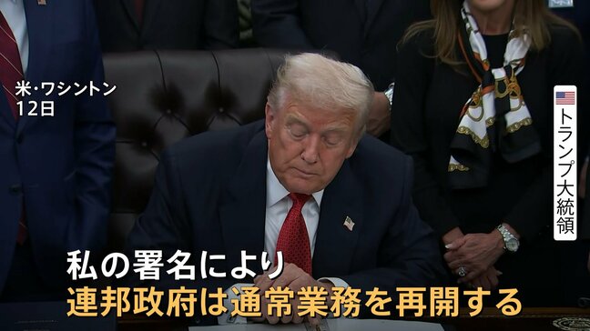「つなぎ予算」成立 政府閉鎖“過去最長43日間”で解消 トランプ大統領「損害総額の算出は数週間や数か月を要する」|TBS NEWS DIG