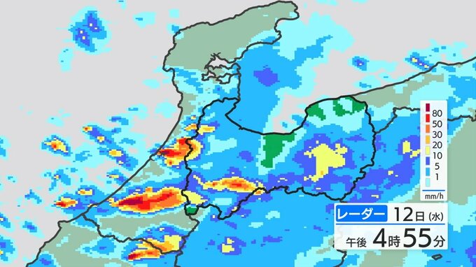 【連続画像・雨の予想】13日にかけ雷伴い1時間30ミリ以上の激しい雨　気象台は土砂災害に警戒呼びかけ　富山|TBS NEWS DIG