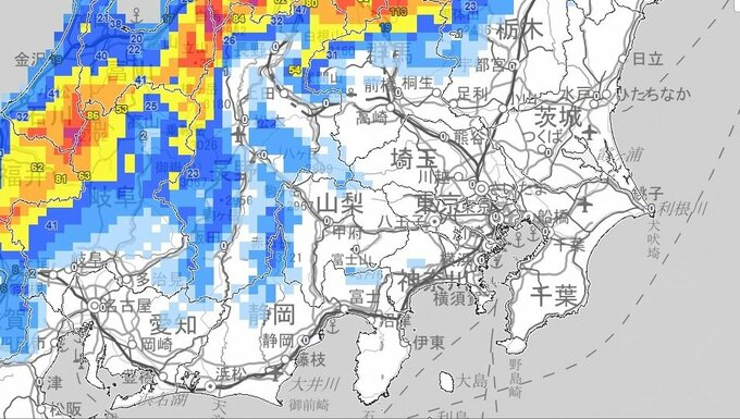 【大雪情報】関東甲信地方 　長野県は25日昼過ぎにかけて、関東地方北部は25日午後は大雪となる所がある見込み　25日朝まで関東地方北部25センチ、甲信地方60センチの降雪予想【雪と雨のシミュレーション】　|　富山のニュース｜天気・防災｜チューリップテレビ