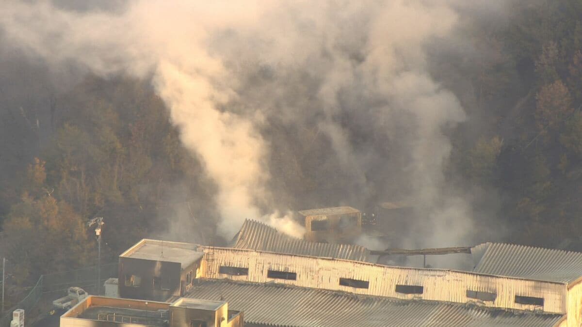産業廃棄物を扱う工場で火事 山林にも延焼 約7時間後にほぼ消し止められる 今のところけが人なし ｢山で炎があがっている｣などと消防に通報 愛知･岡崎市