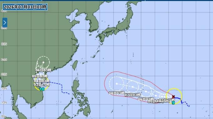 【台風情報】台風9号は「猛烈な」勢力(915hPa)へ猛発達予想　日本接近の可能性も　台風10号(メイサーク)発生で「ダブル台風」に【気象庁・最新予想進路】|TBS NEWS DIG