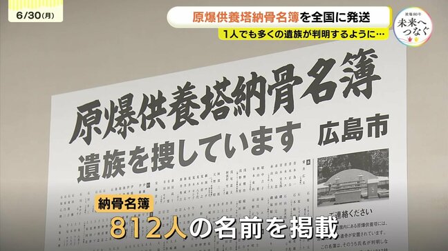 「一人でも多くの遺族が判明するように・・・」 原爆供養塔納骨名簿を全国に発送 広島|TBS NEWS DIG