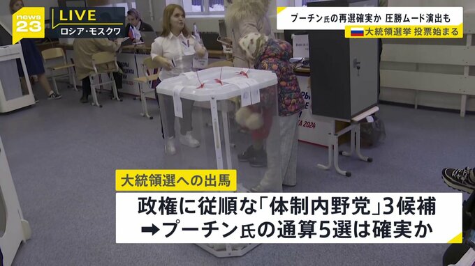 ロシア大統領選の投票始まる プーチン氏再選確実な情勢　侵攻継続に向け“圧勝”ムード演出か