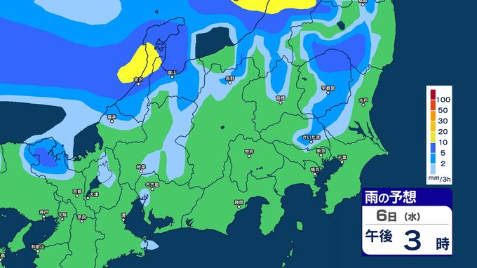 【大雨情報】関東甲信　5日から6日にかけ　大気の状態が非常に不安定に　【雨のシミュレーション画像掲載】　関東北部　関東南部80ミリ　甲信60ミリ（～6日午後6時・多い所）　気象庁|TBS NEWS DIG
