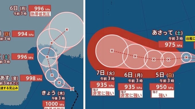 【ダブル台風発生へ】台風のたまご“熱帯低気圧”が2個発生　今後24時間以内に「台風」へ発達する見込み…日本への影響、進路は？7月12日（日）までの雨・風シミュレーションで確認【気象庁台風情報 2日午前4時20分発表】|TBS NEWS DIG
