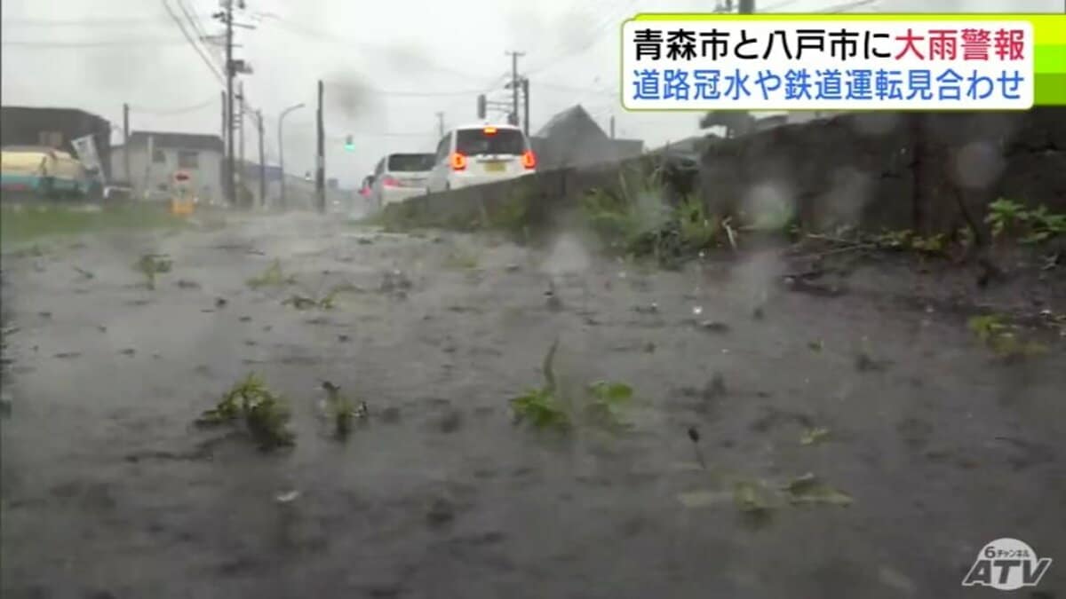 大雨情報】青森市と八戸市に「大雨警報」も 弘前市岳では1時間に39ミリ