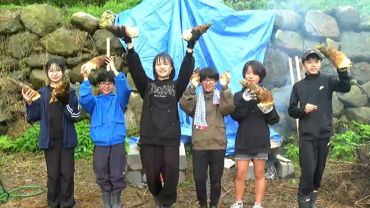 春の味覚「タケノコ」 子どもたち自ら収穫で悪戦苦闘「自分で収穫