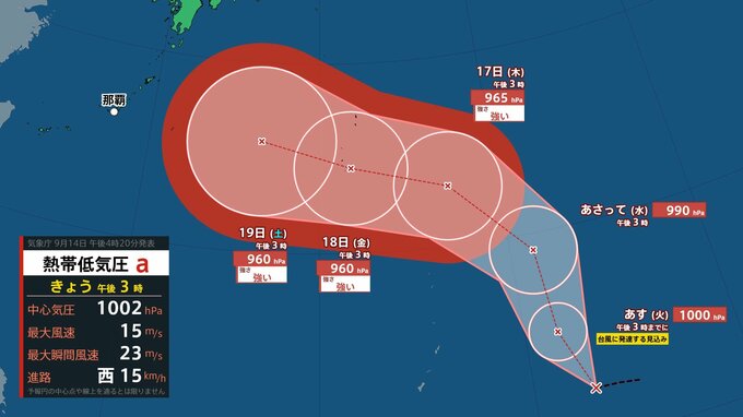【台風情報】太平洋上で熱帯低気圧が発生　24時間以内に台風に発達の見込み　今後の進路に注意（雨と風のシミュレーション画像）|TBS NEWS DIG