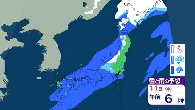 【雨情報】11日(祝)は広い範囲で激しい雨のおそれ　東京の降水確率80％　九州は10日(火)日中から雨へ　雨雪シミュレーション|TBS NEWS DIG