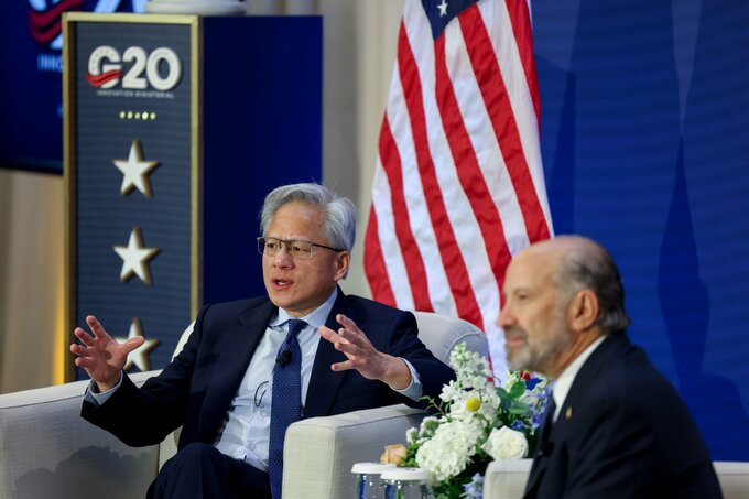 エヌビディアCEO、G20各国にAIの導入加速呼びかけ－経済効果を強調