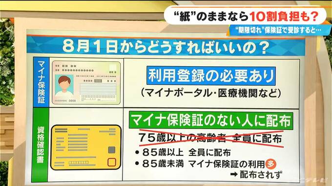 8月1日から“紙”の保険証は使用不可 期限切れの保険証で受診すると10割負担の可能性も？ マイナ保険証も有効期限の確認を|TBS NEWS DIG