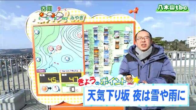 「夜は西部では雪、東部は雨から雪に。夕方以降の外出は折り畳み傘を」宮城の30秒天気 tbc気象台 19日|TBS NEWS DIG