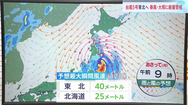 台風5号 12日(月)に東北に上陸するおそれ 大雨・土砂災害・暴風に厳重な警戒を|TBS NEWS DIG