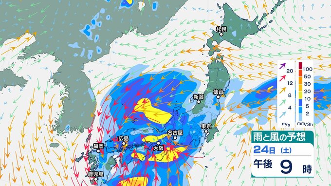 四国や九州北部 24時間降水量 200ミリ予測…南西諸島から西日本 “大気の状態は非常に不安定” 【雨と風のシミュレーション】前線を伴った低気圧が西日本から東日本を通過へ　|　富山のニュース｜天気・防災｜チューリップテレビ