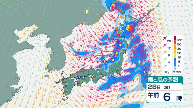 【大荒れ注意】あす28日は竜巻・大雨・黄砂に多重警戒　低気圧が急速発達　北日本では大荒れか　雨風シミュレーション|TBS NEWS DIG