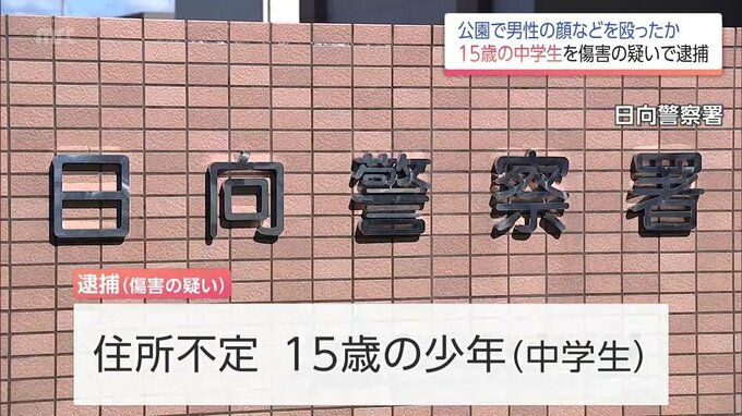 日向市の公園で知人男性の顔面を殴った傷害容疑　住所不定の中学生(15）を逮捕|TBS NEWS DIG