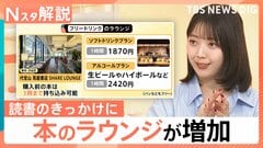 本を読むためのラウンジが増加 アルコール飲み放題プランも、1か月に読む本の冊数「読まない」62.6％ 読書量が減っている理由【Nスタ解説】| TBS CROSS DIG with Bloomberg