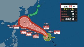 【台風情報】台風18号(ソウデル)最大瞬間風速70 m/s「非常に強い勢力」に発達か 26日に沖縄に接近の恐れ 今後の雨と風のシミュレーションを見る(気象庁)|TBS NEWS DIG