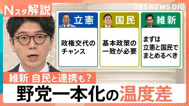 立憲・維新・国民が党首会談 政策の溝は埋まるのか？ 維新・吉村代表が急きょ東京へ 自民と連携の可能性も？【Nスタ解説】|TBS NEWS DIG