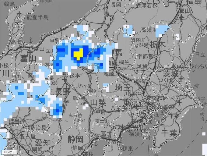 関東甲信　日中強い日差しも昼過ぎから夜のはじめ頃にかけて局地的に雷を伴った“バケツをひっくり返したような激しい雨”が降る所ある見込み　多いところで甲信40ミリ　関東北部30ミリ　|　富山のニュース｜天気・防災｜チューリップテレビ