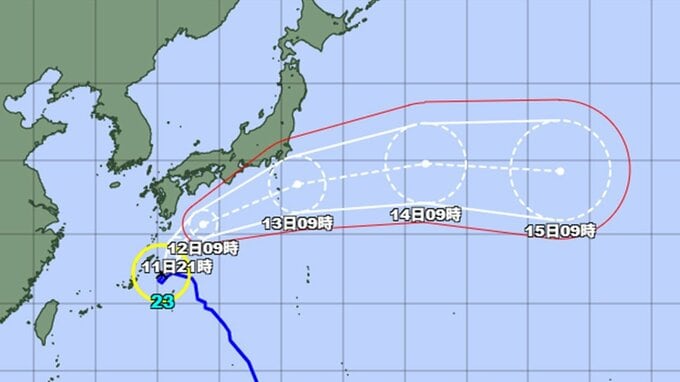【台風情報】台風23号（ナクリー）は沖縄・奄美地方から13日に伊豆諸島直撃の可能性　今後の進路、雨、風、波の影響を詳しく　気象庁発表データ|TBS NEWS DIG