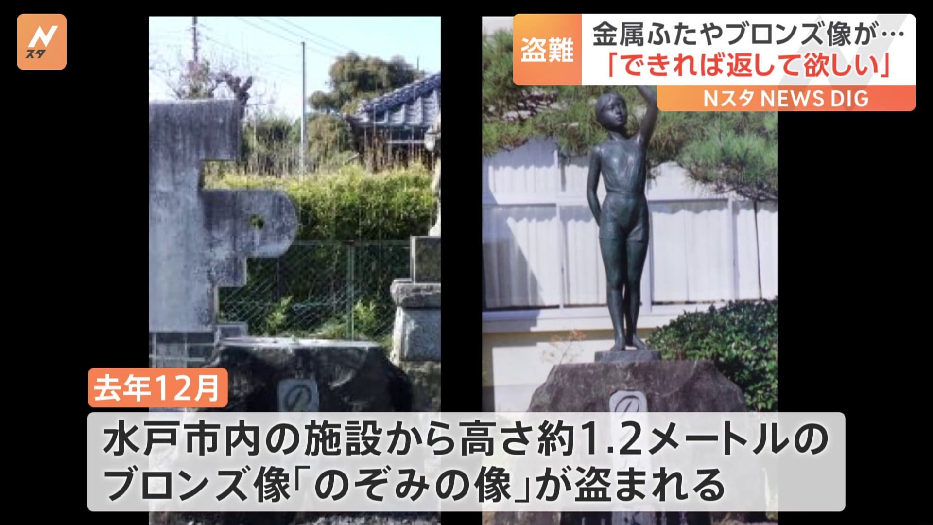 ブロンズ像がなくなっていた」水戸市内で金属製品の盗難が相次ぐ | TBS