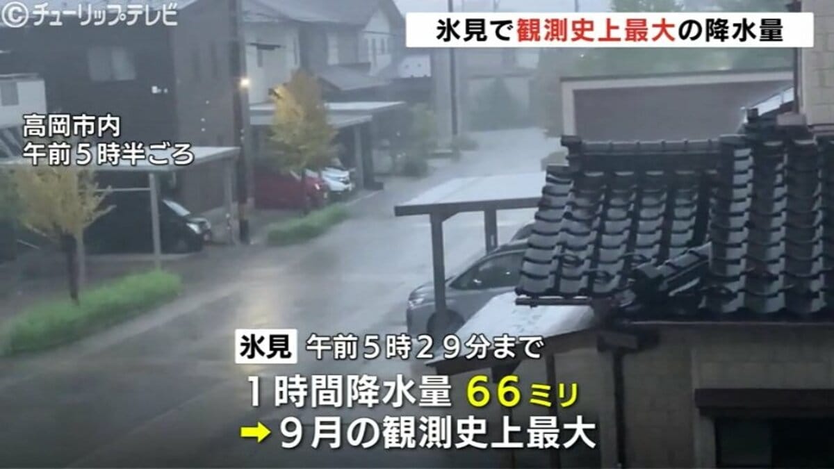 3時間降水量 観測史上最大の非常に激しい雨 富山・氷見市 | 富山の