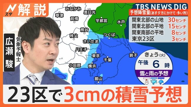 関東で“警報級”の大雪になるおそれ…東名高速道路や首都高速道路など「予防的通行止め」も【Nスタ解説】|TBS NEWS DIG