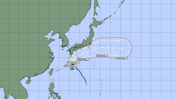 【台風情報】三連休にかけて日本列島へ接近の恐れ　台風23号(ナクリー)のこのあとの勢力と進路を詳しく　沖縄・奄美・四国・近畿・東海・関東地方などに接近の可能性　全国の天気を画像で　進路予想　気象庁|TBS NEWS DIG