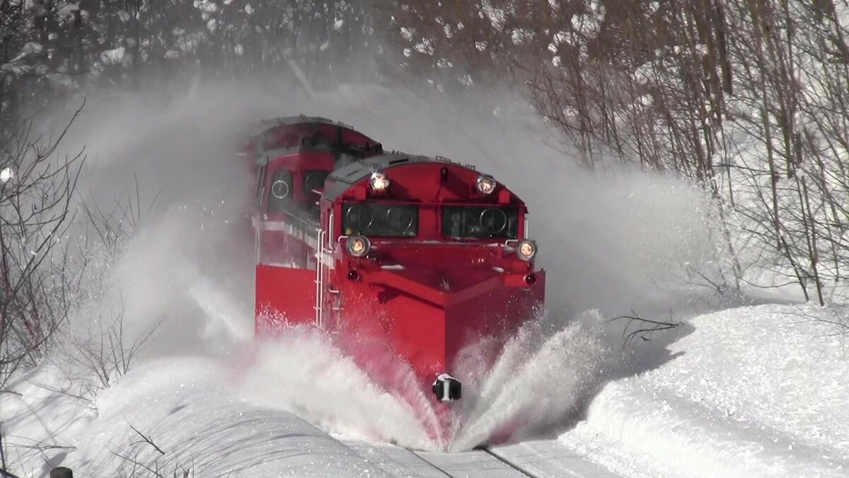 雪の降る朝の赤 雪の降る朝の赤