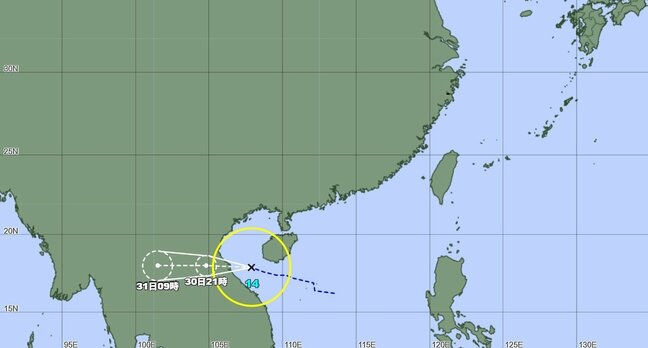 【台風情報】トンキン湾で台風１４号・ノンファが発生　1時間に約30キロの速さで西北西へ　日本に向かわず【雨風シミュレーション】|TBS NEWS DIG