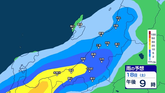 【大雨情報】新潟県内は雷を伴った“バケツをひっくり返したような”激しい雨か　18日夜のはじめ頃から土砂災害などに注意・警戒を【今後の雨のシミュレーション・17日午後9時30分更新】　|　新潟のニュース・天気｜BSN NEWS｜BSN新潟放送