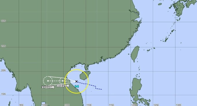 【台風情報】トンキン湾で台風１４号・ノンファが発生　1時間に約30キロの速さで西北西へ　日本に向かわず【雨風シミュレーション】|TBS NEWS DIG
