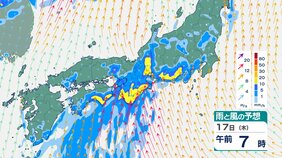 【大雨情報】“西の低気圧”と“東の太平洋高気圧”にはさまれ暖かく湿った空気の流れ込みが17日(木)にかけて再び東海地方などに 発達した雨雲による大雨が再来するおそれ 雨と風シミュレーション|TBS NEWS DIG