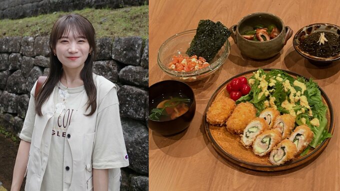 【 秋元真夏 】「もぐ。」ロケでゲットした食材で「チーズチキンカツ・サーモンタルタル・蛤のお吸い物」等々　フォロワー絶賛「なんて完璧なご飯なんでしょう」【 #割烹まなつ 】|TBS NEWS DIG