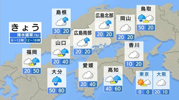 【きょう9/24(水)広島天気】きのうより最高気温5～6℃上昇　厚い雲に覆われて小雨が降るが薄日も差す　夜は西から雨　|　RCC NEWS | 広島ニュース | RCC中国放送