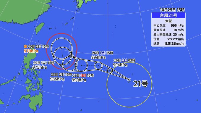 【台風情報】いきなり大型で発生　台風21号　晩秋の台風としては異例　日本に接近するおそれも　|　福岡のニュース｜RKB NEWS｜RKB毎日放送