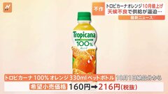 トロピカーナオレンジペットボトル　10月から56円値上げ| TBS CROSS DIG with Bloomberg